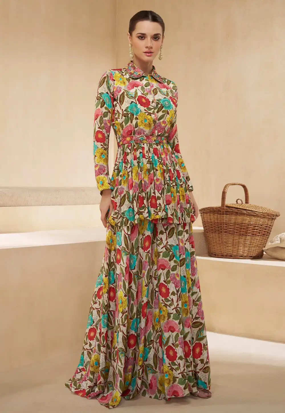 Multicolor Muslin Sharara Suit 290519