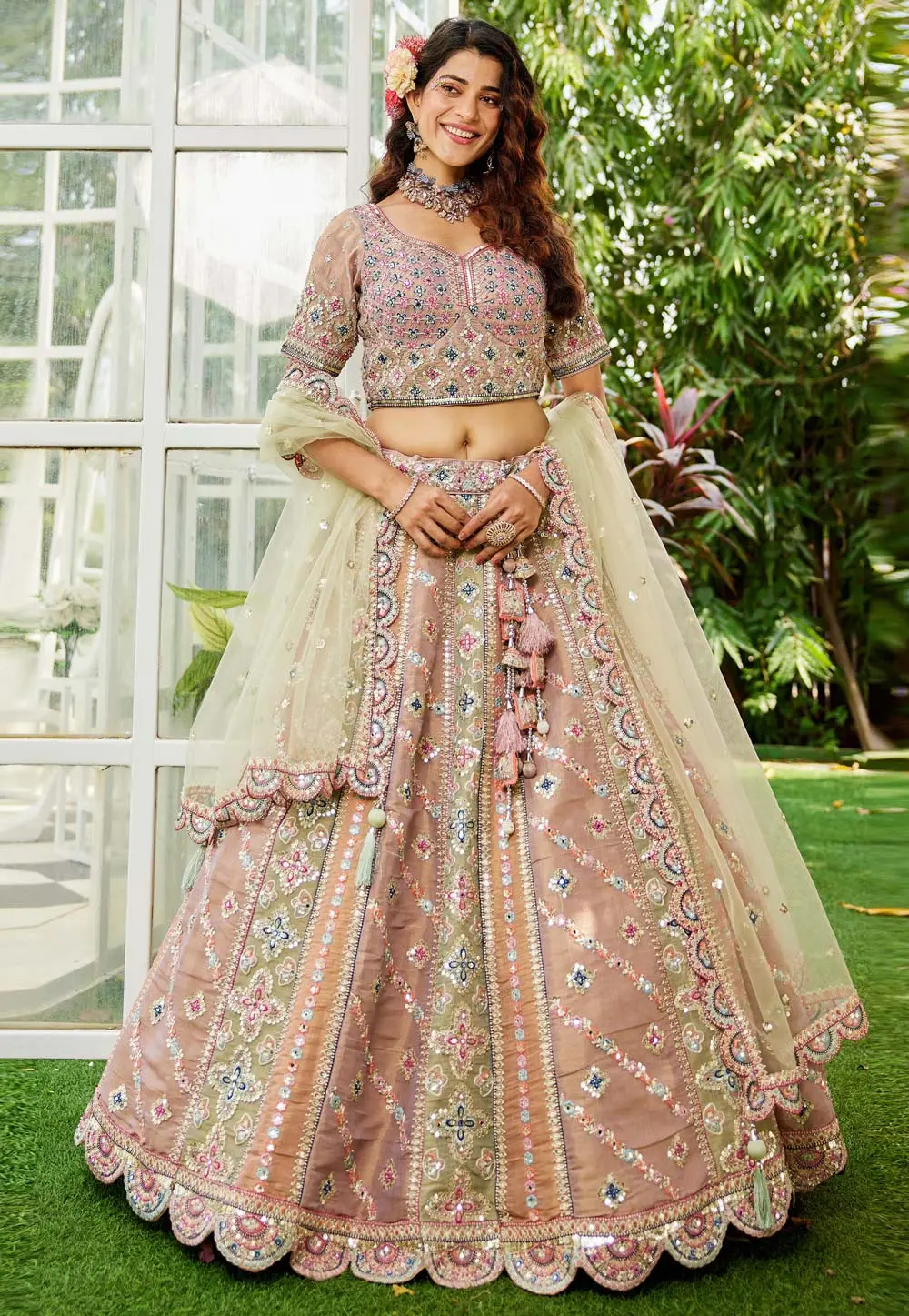 Multicolor Net Circular Lehenga Choli 304209