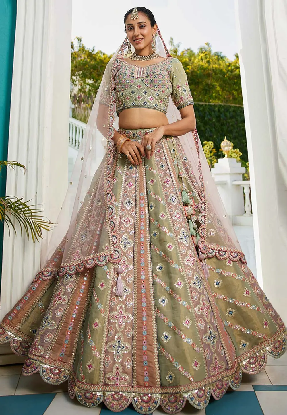 Multicolor Net Lehenga Choli 304208