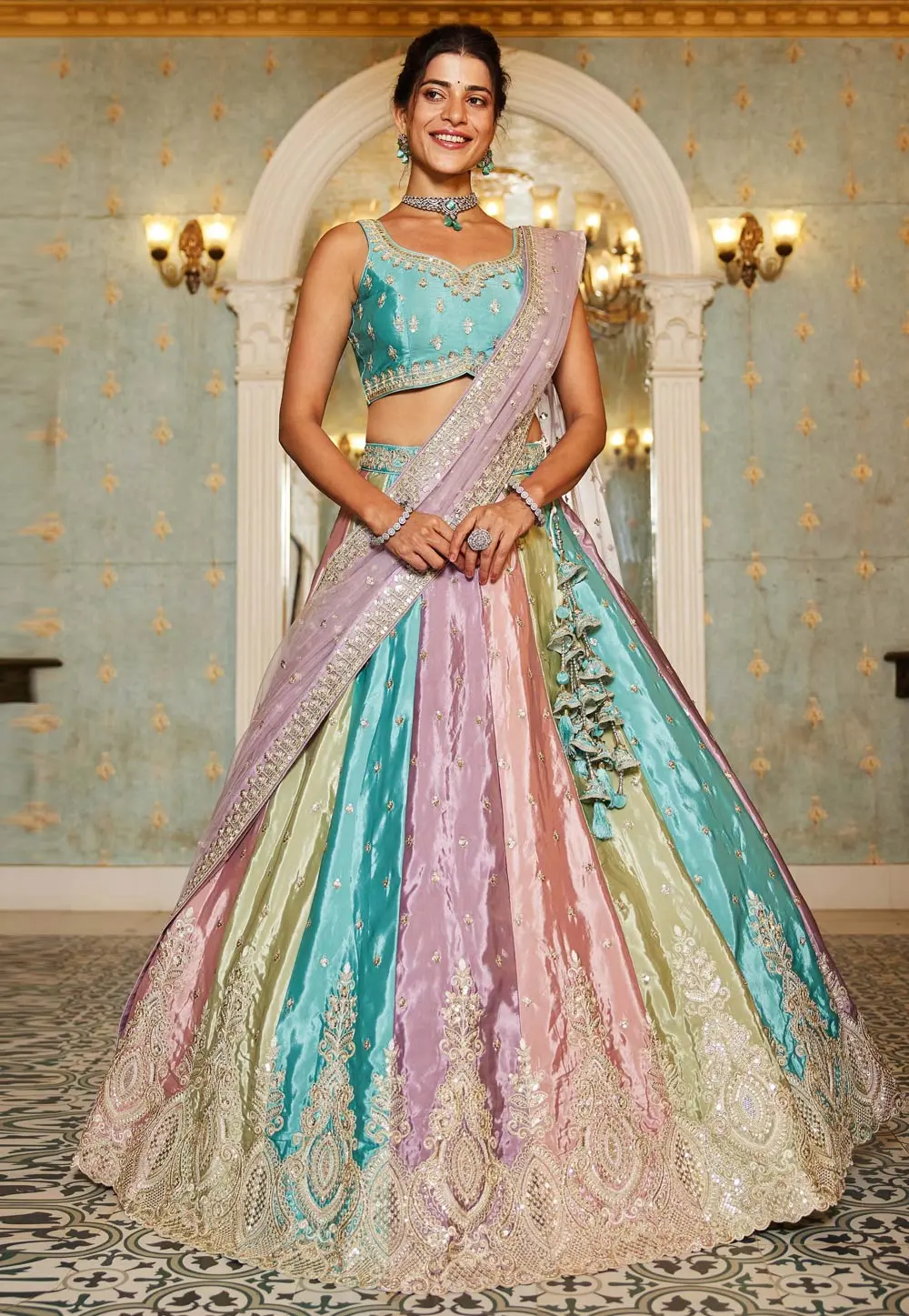 Multicolor Organza Lehenga Choli 304191