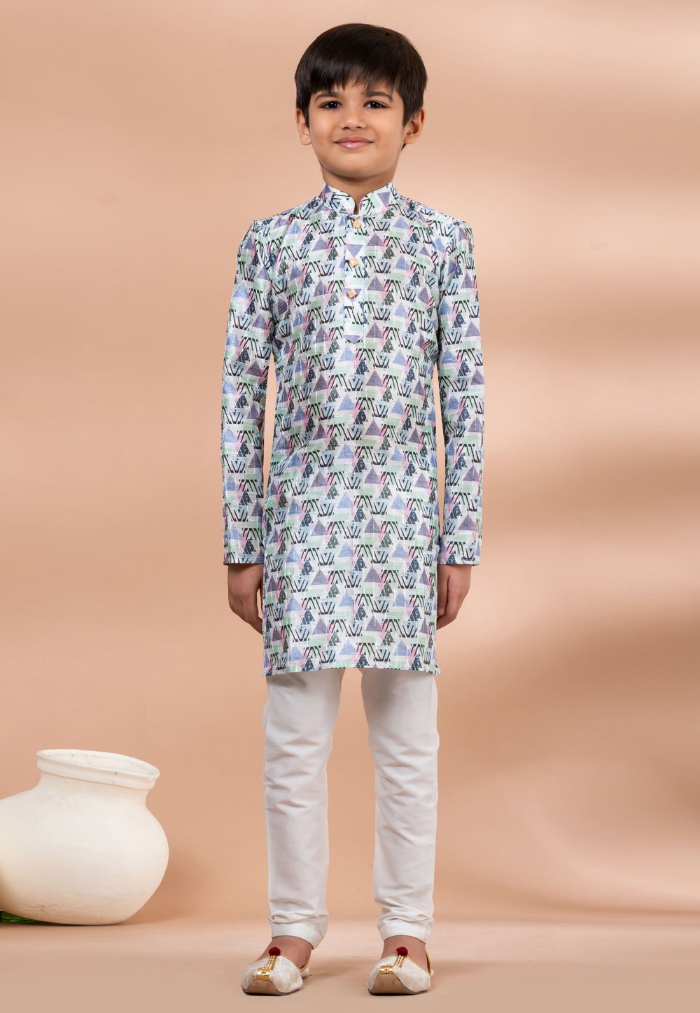 Multicolor Polyester Kids Kurta Pajama 284125