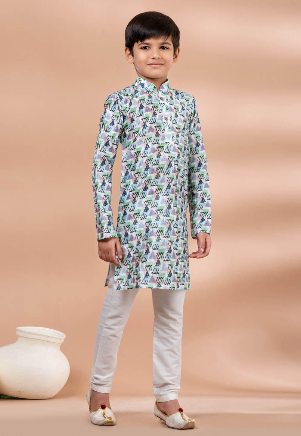 Multicolor Polyester Kids Kurta Pajama 284135