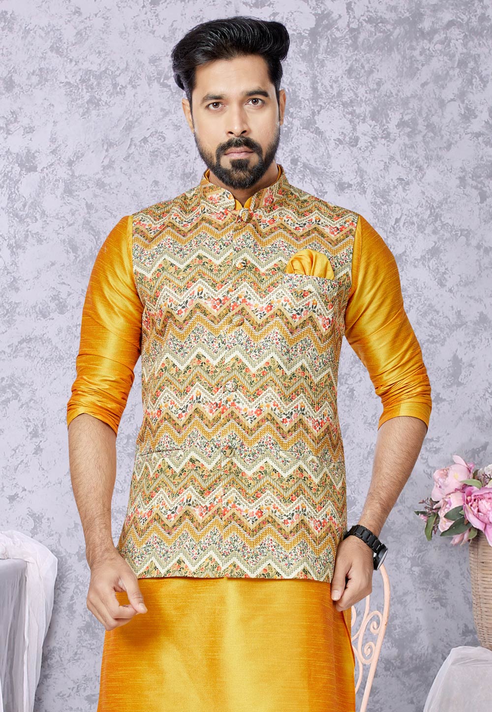 Multicolor Polyester Nehru Jacket 286807