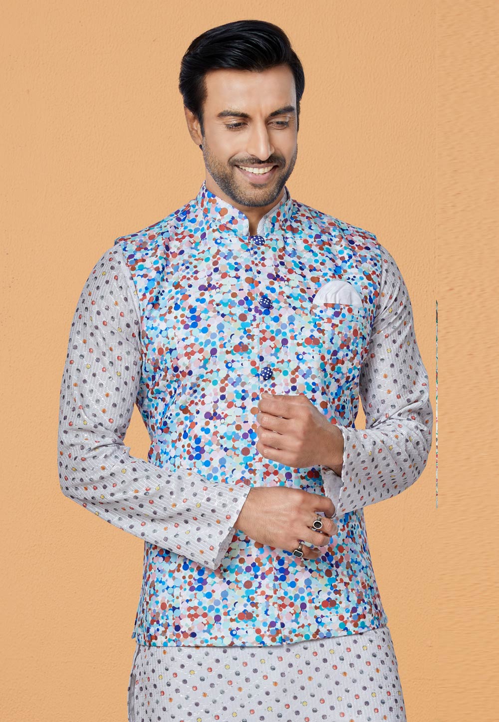 Multicolor Polyester Nehru Jacket 286811