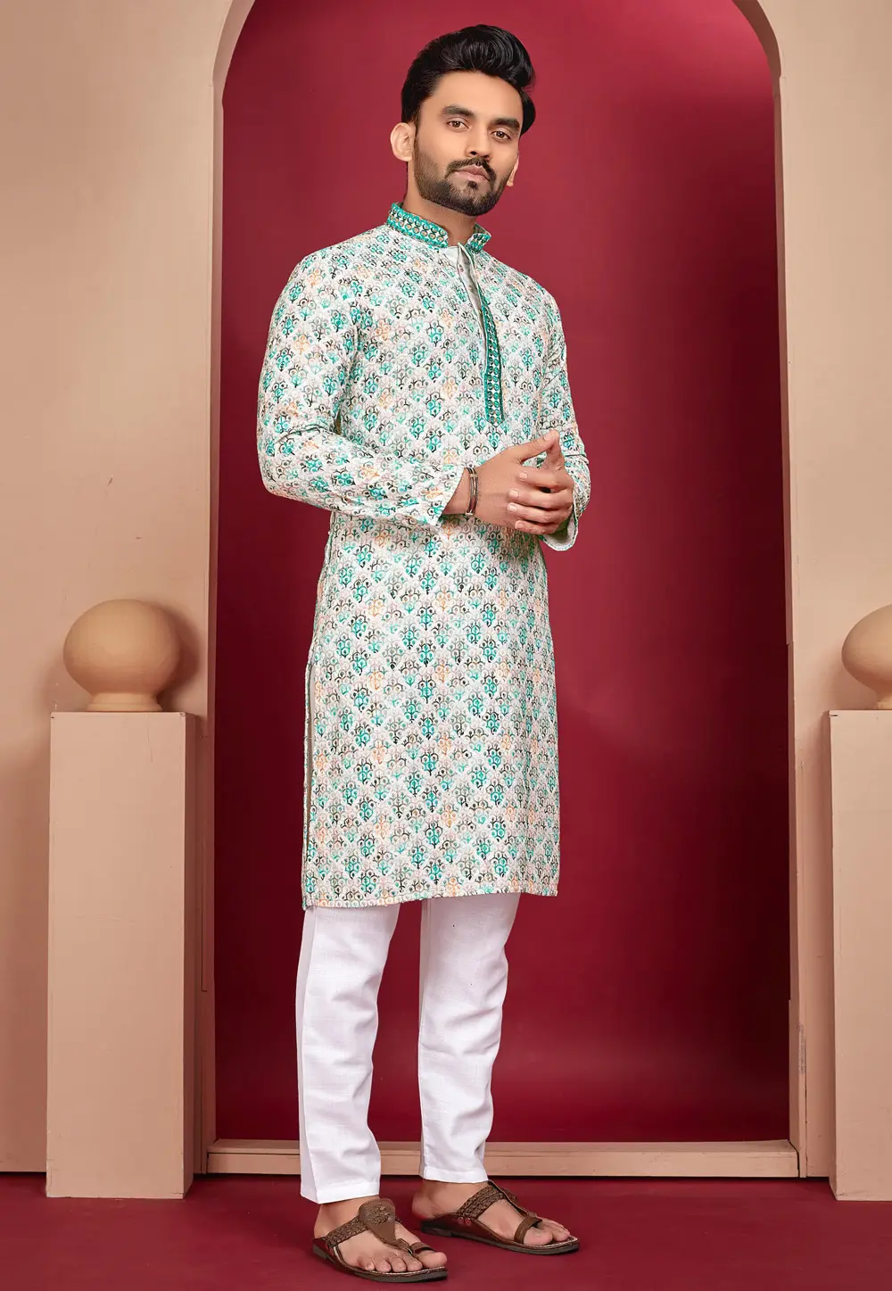 Multicolor Rayon Kurta Pajama 304275