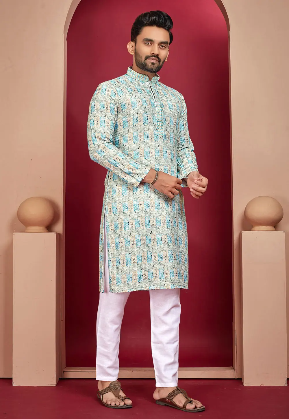 Multicolor Rayon Kurta Pajama 304278