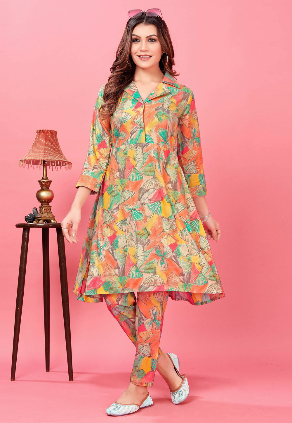 Multicolor Rayon Printed Co-Ords Set 278711