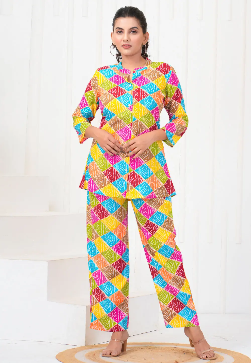 Multicolor Rayon Printed Co-Ords Set 302987