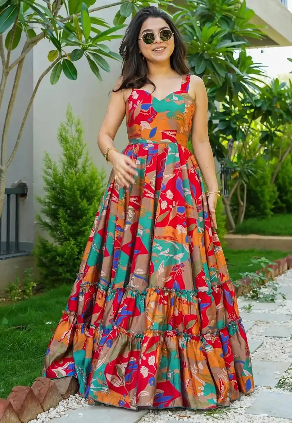 Multicolor Rayon Printed Gown 292098