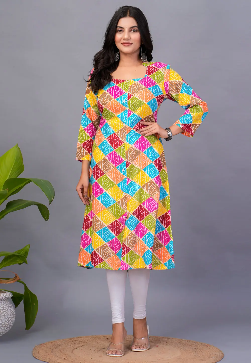 Multicolor Rayon Printed Long Tunic 302977