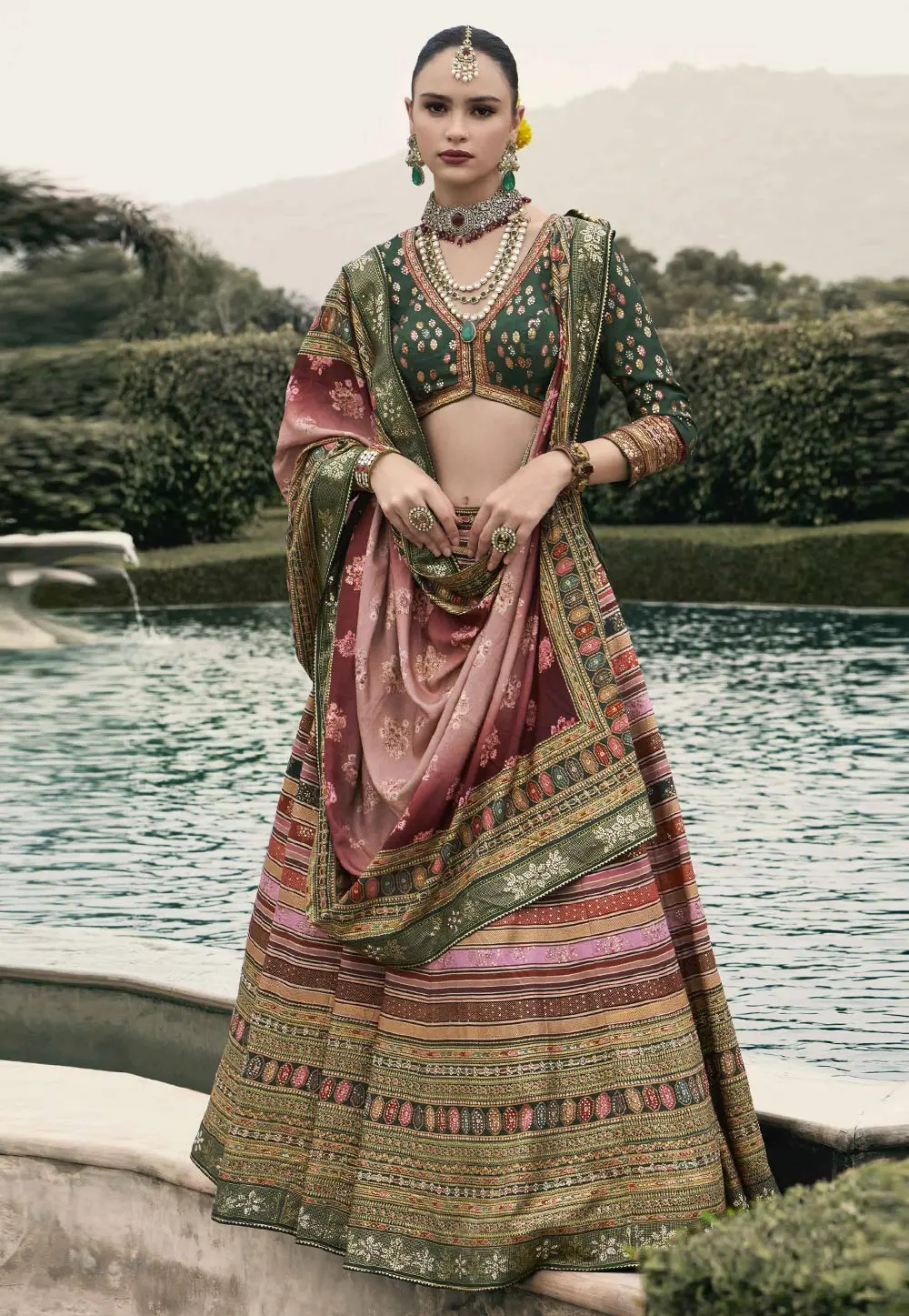 Multicolor Silk Circular Lehenga Choli 302579