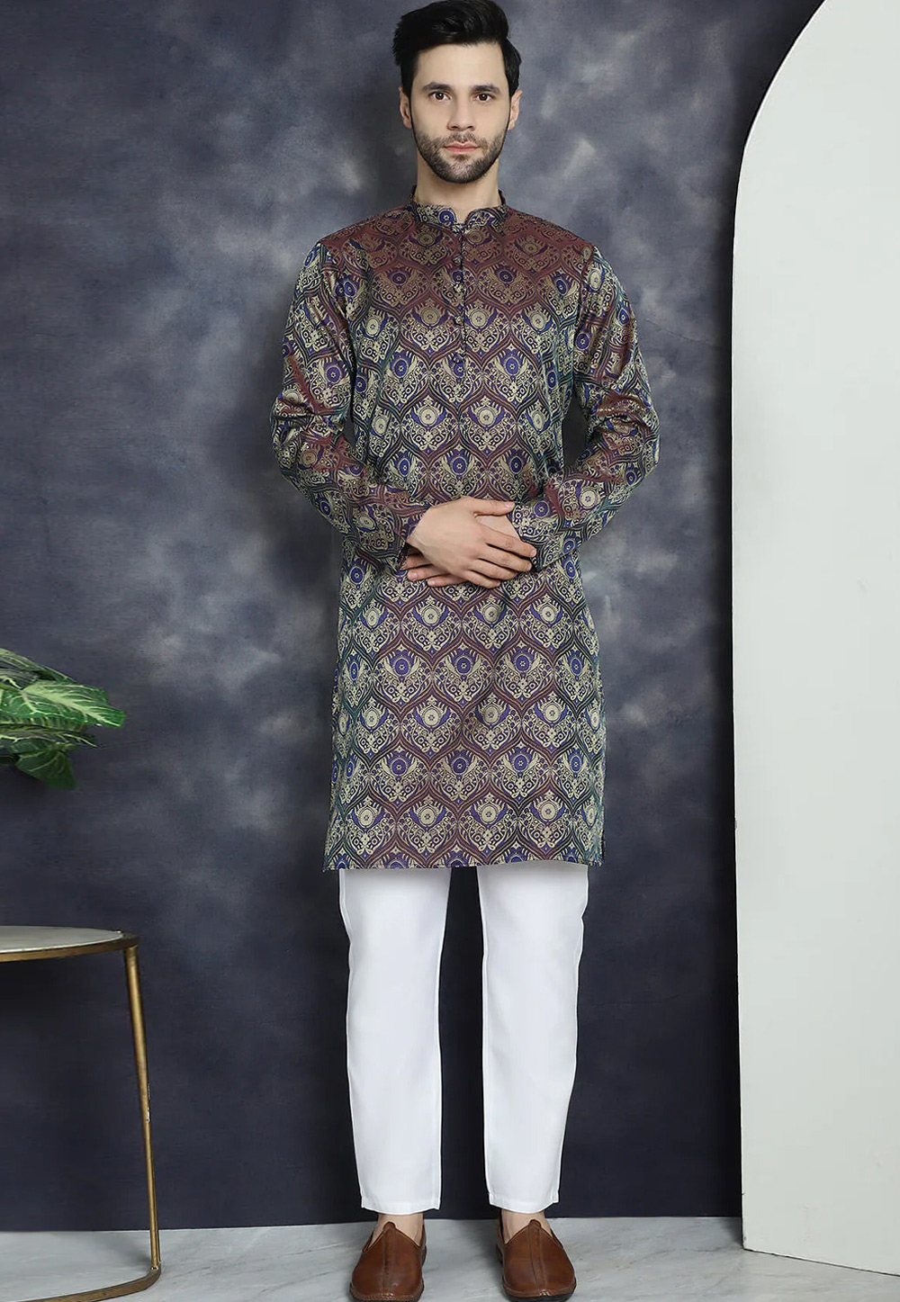 Multicolor Silk Cotton Kurta Pajama 287504