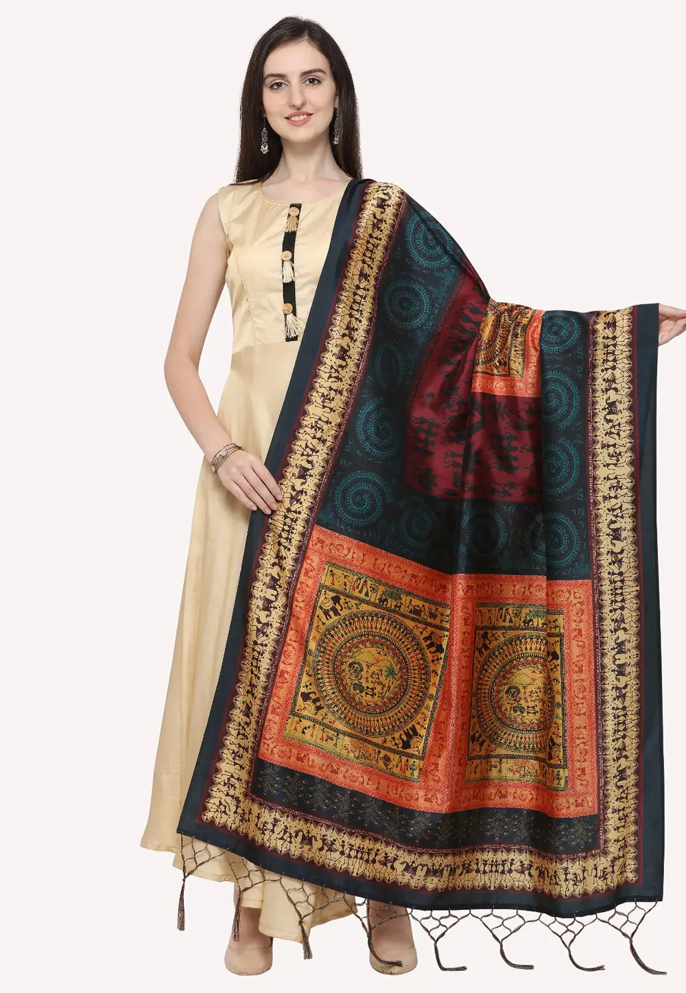 Multicolor Silk Dupatta 296486