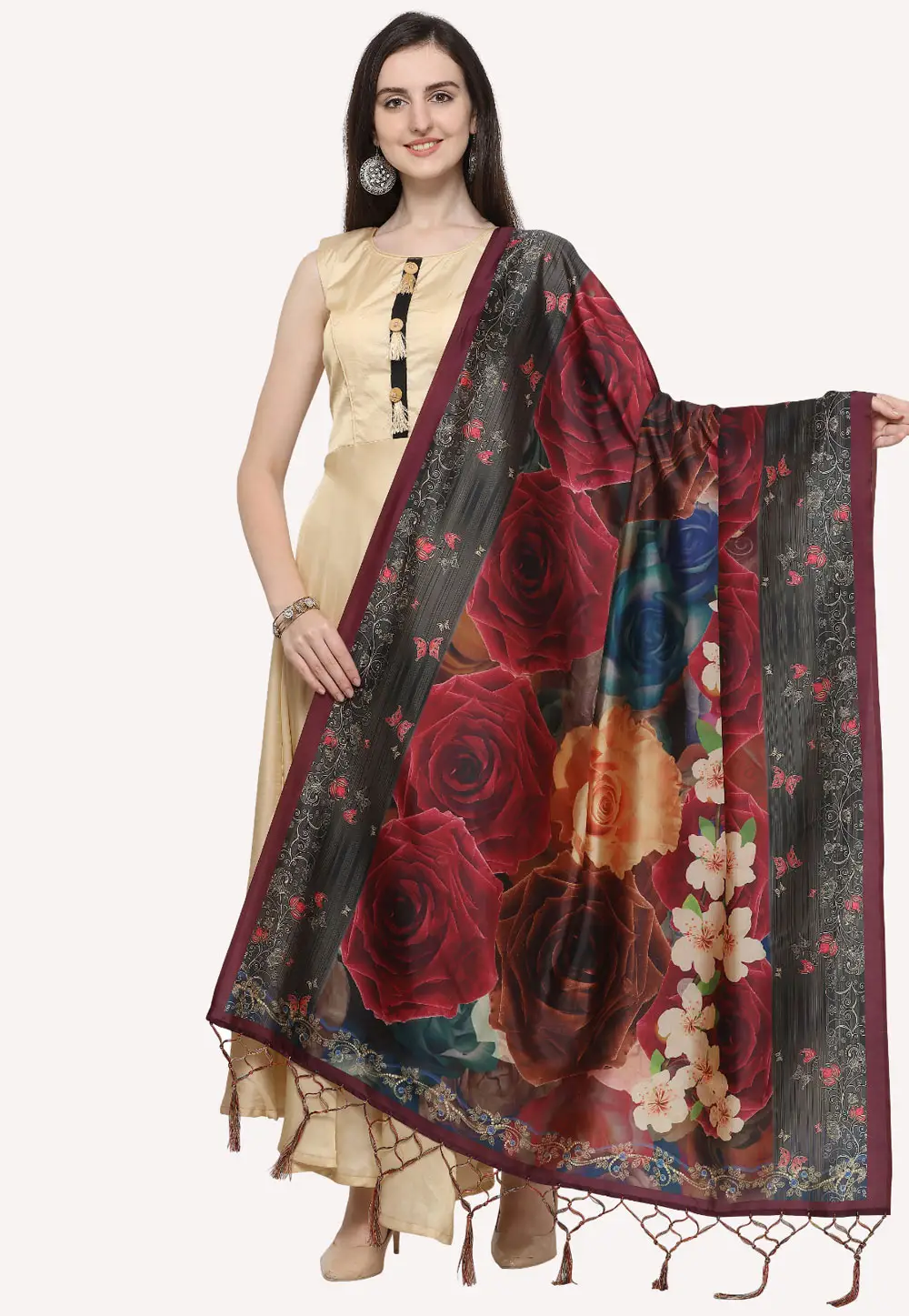 Multicolor Silk Dupatta 296487