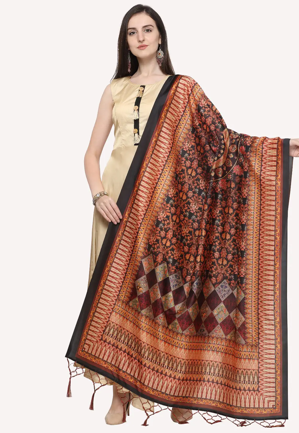 Multicolor Silk Dupatta 296489