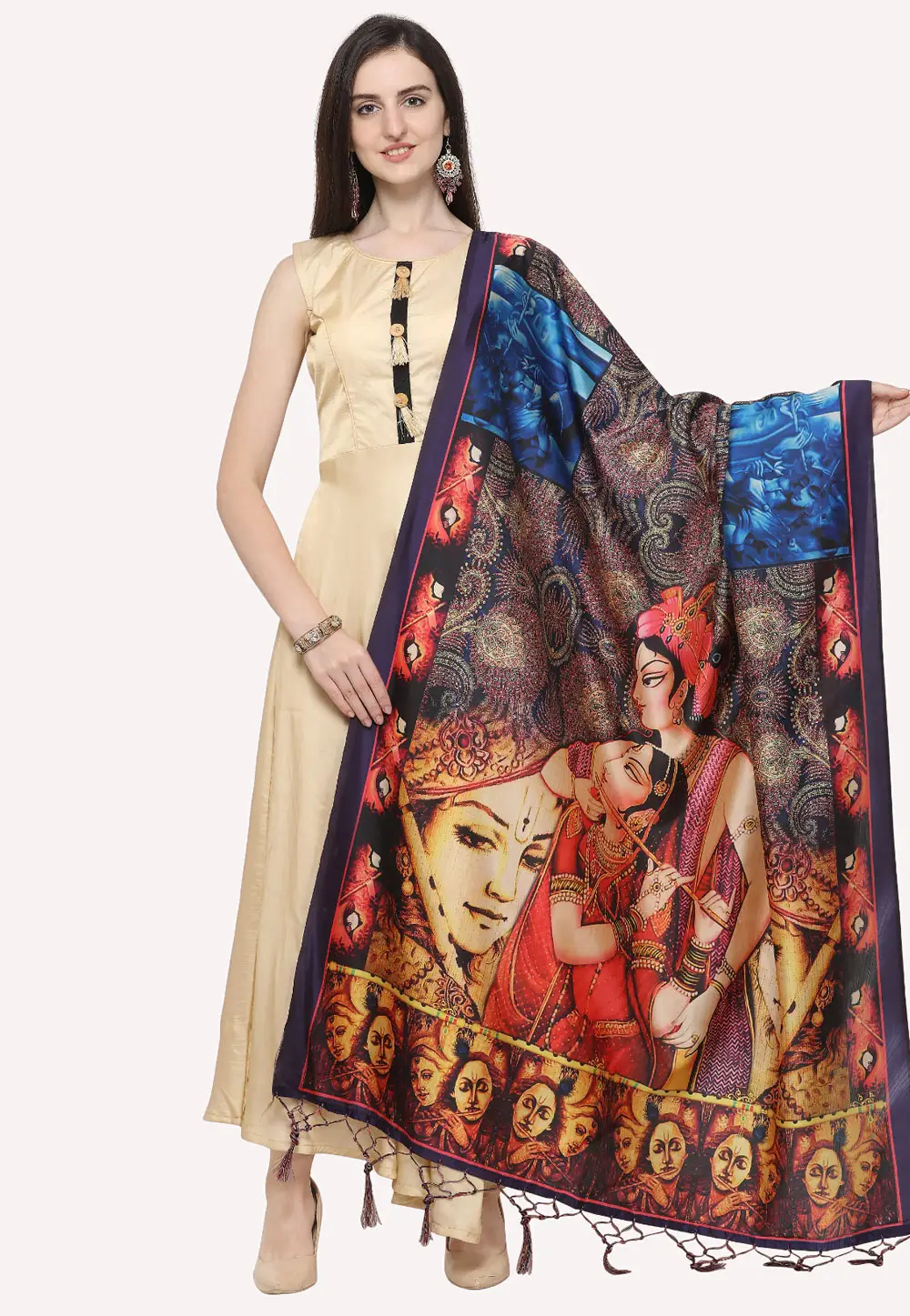 Multicolor Silk Dupatta 296491