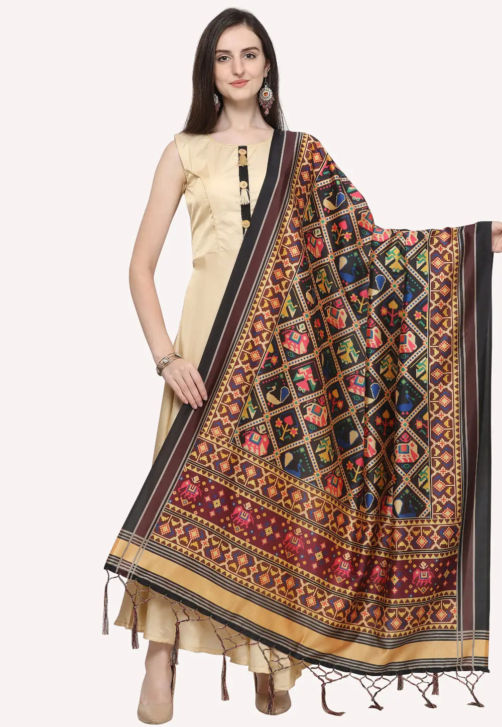 Multicolor Silk Dupatta 296493