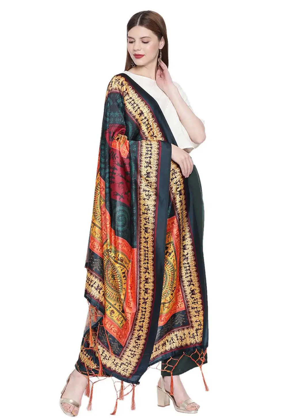 Multicolor Silk Dupatta 296844