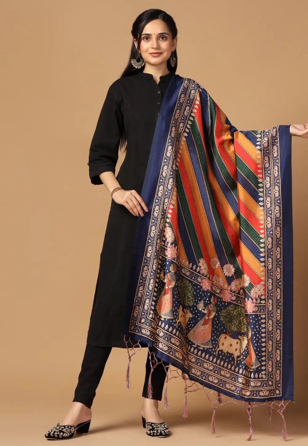 Multicolor Silk Dupatta 296864