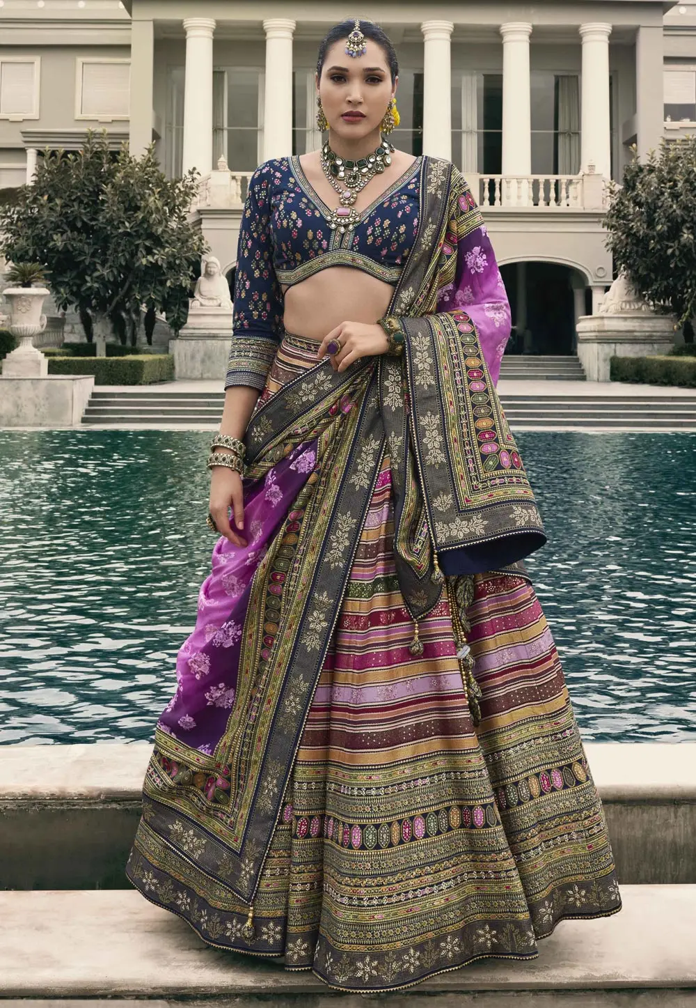 Multicolor Silk Lehenga Choli 302577