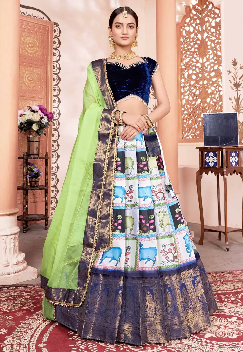 Multicolor Silk Lehenga Choli 295404