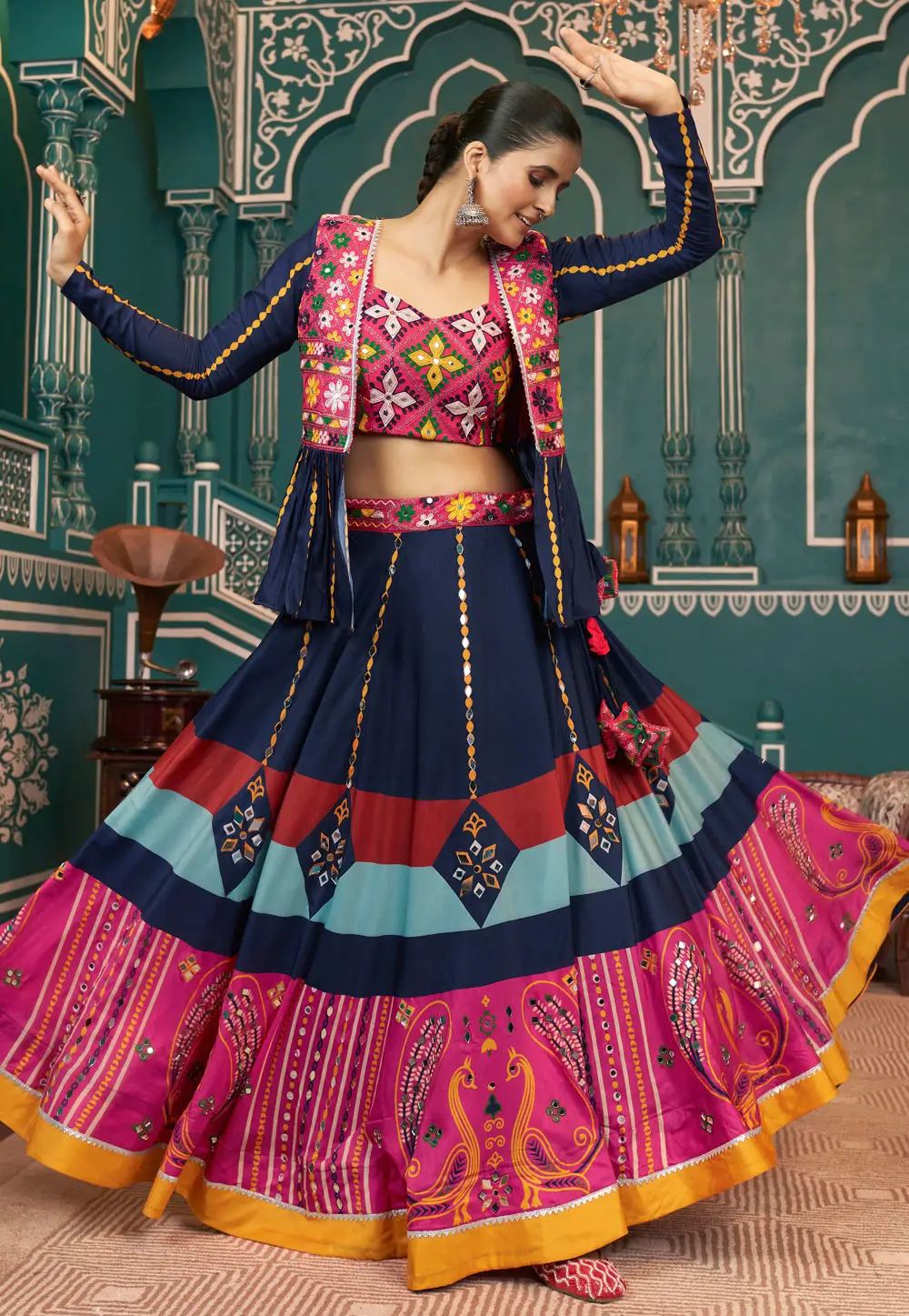 Multicolor Silk Navratri Chaniya Choli 295338