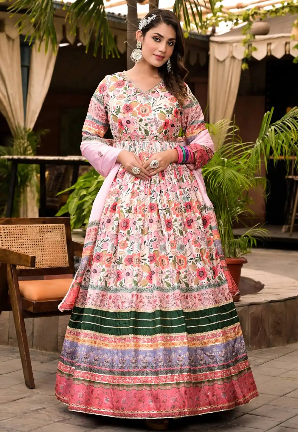 Multicolor Silk Readymade Anarkali Suit 293466