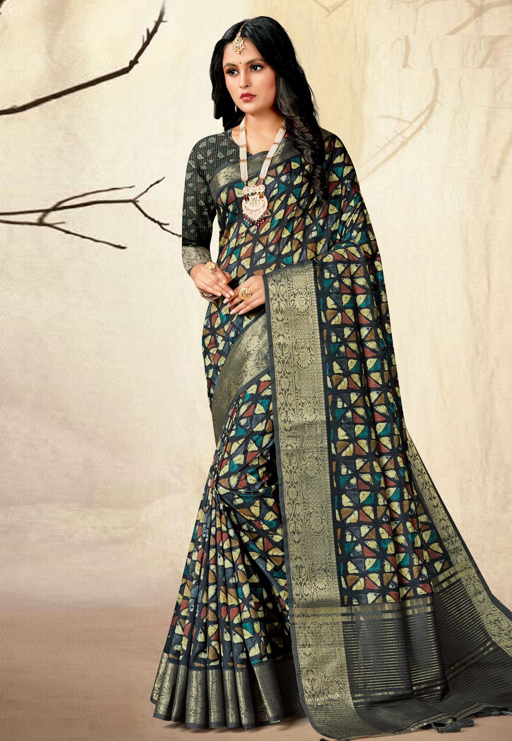 Multicolor Silk Saree With Blouse 280482