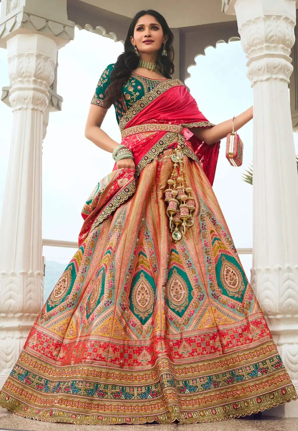 Multicolor Silk Wedding Lehenga Choli 293374