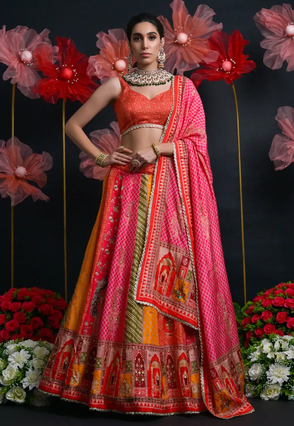 Multicolor Viscose Circular Lehenga Choli 304771