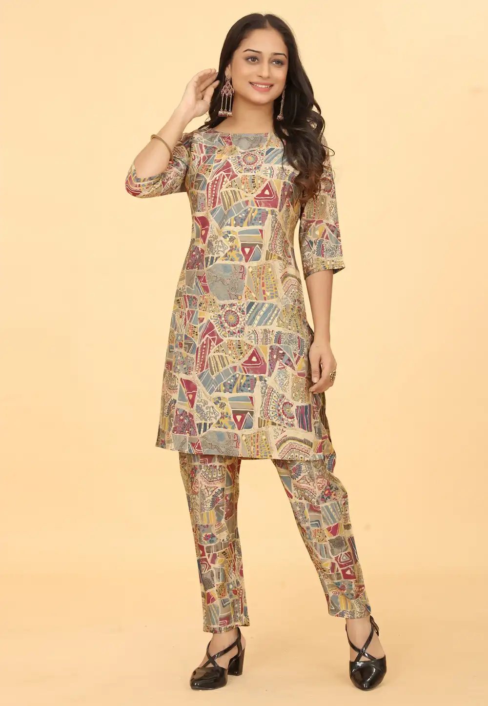 Multicolor Viscose Printed Co-Ords Set 288165