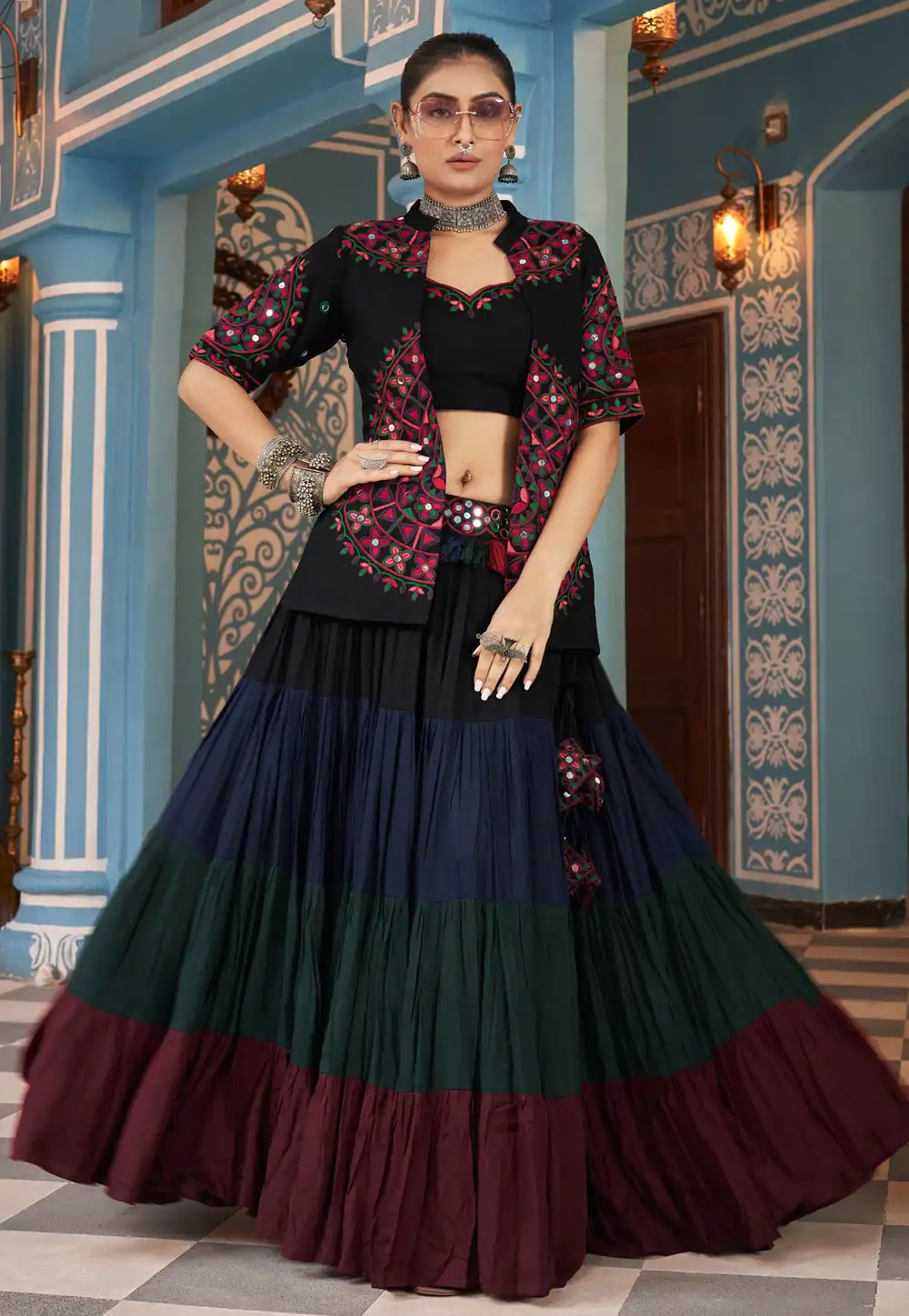 Multicolor Viscose Rayon Navratri Chaniya Choli 294282