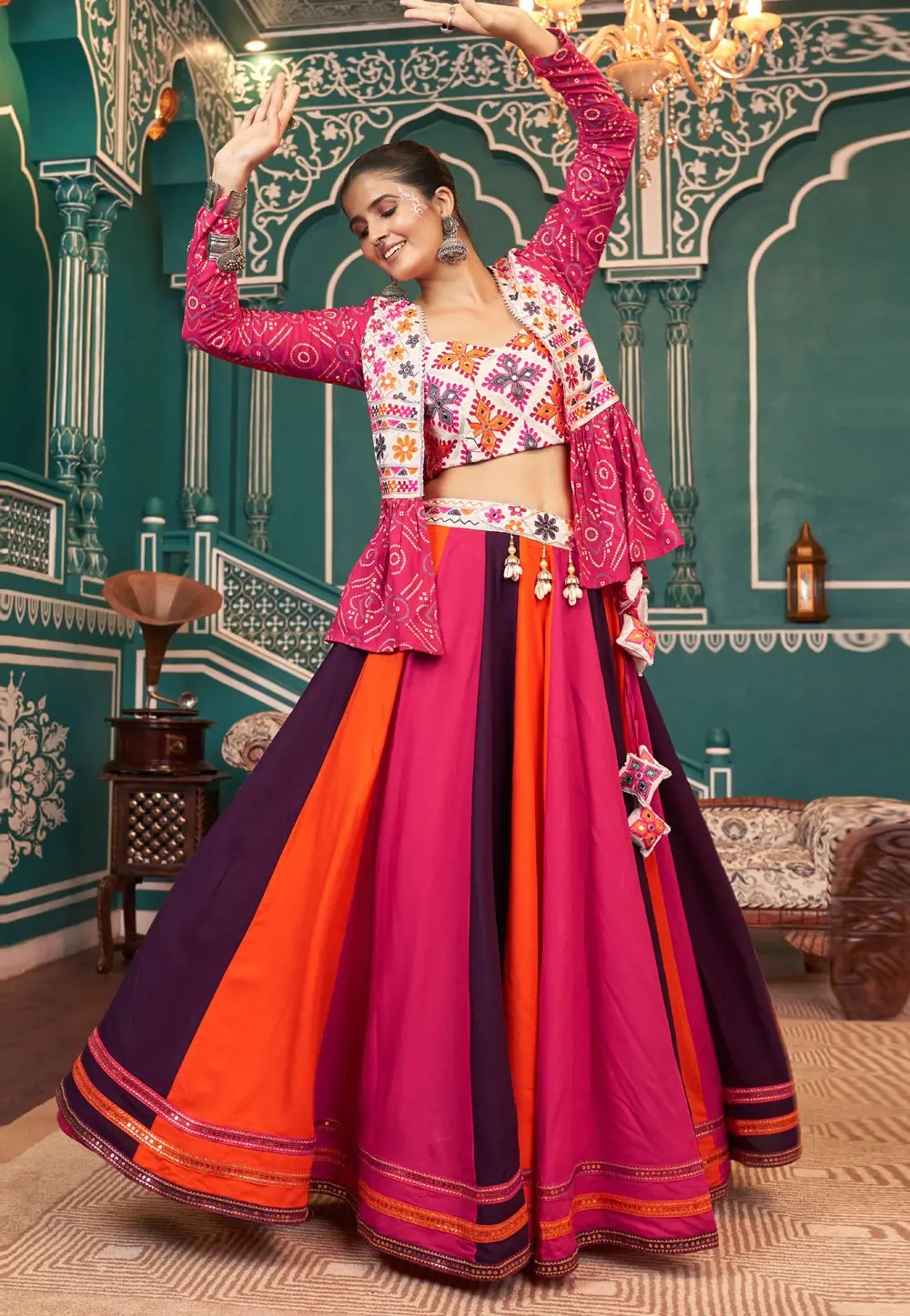 Multicolor Viscose Rayon Navratri Chaniya Choli 295341