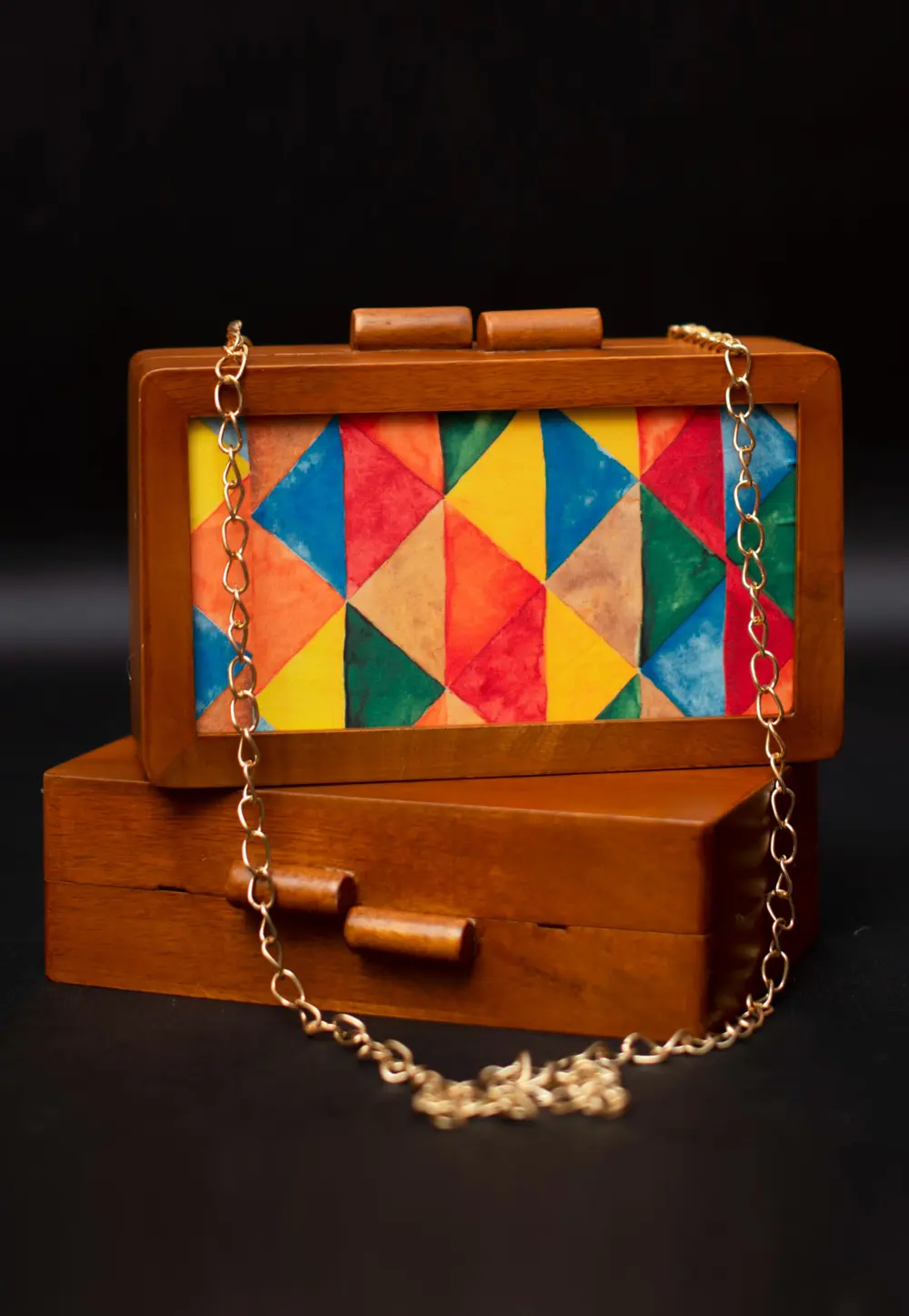 Multicolor Wooden Clutch 297601