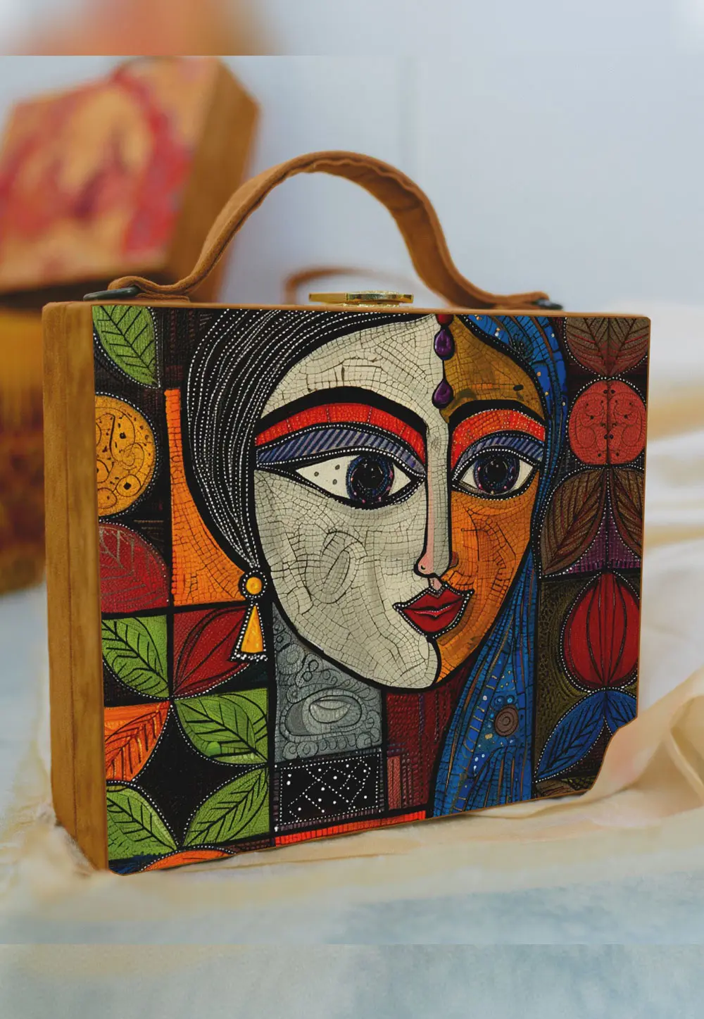 Multicolor Wooden Clutch 297666