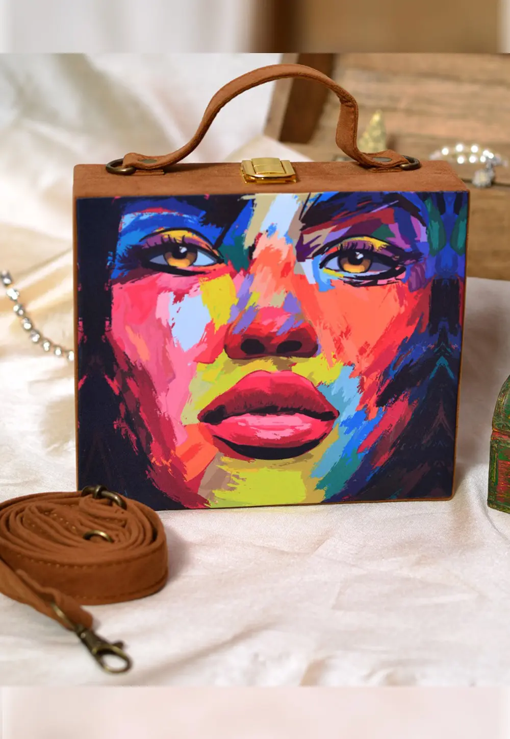 Multicolor Wooden Clutch 298063