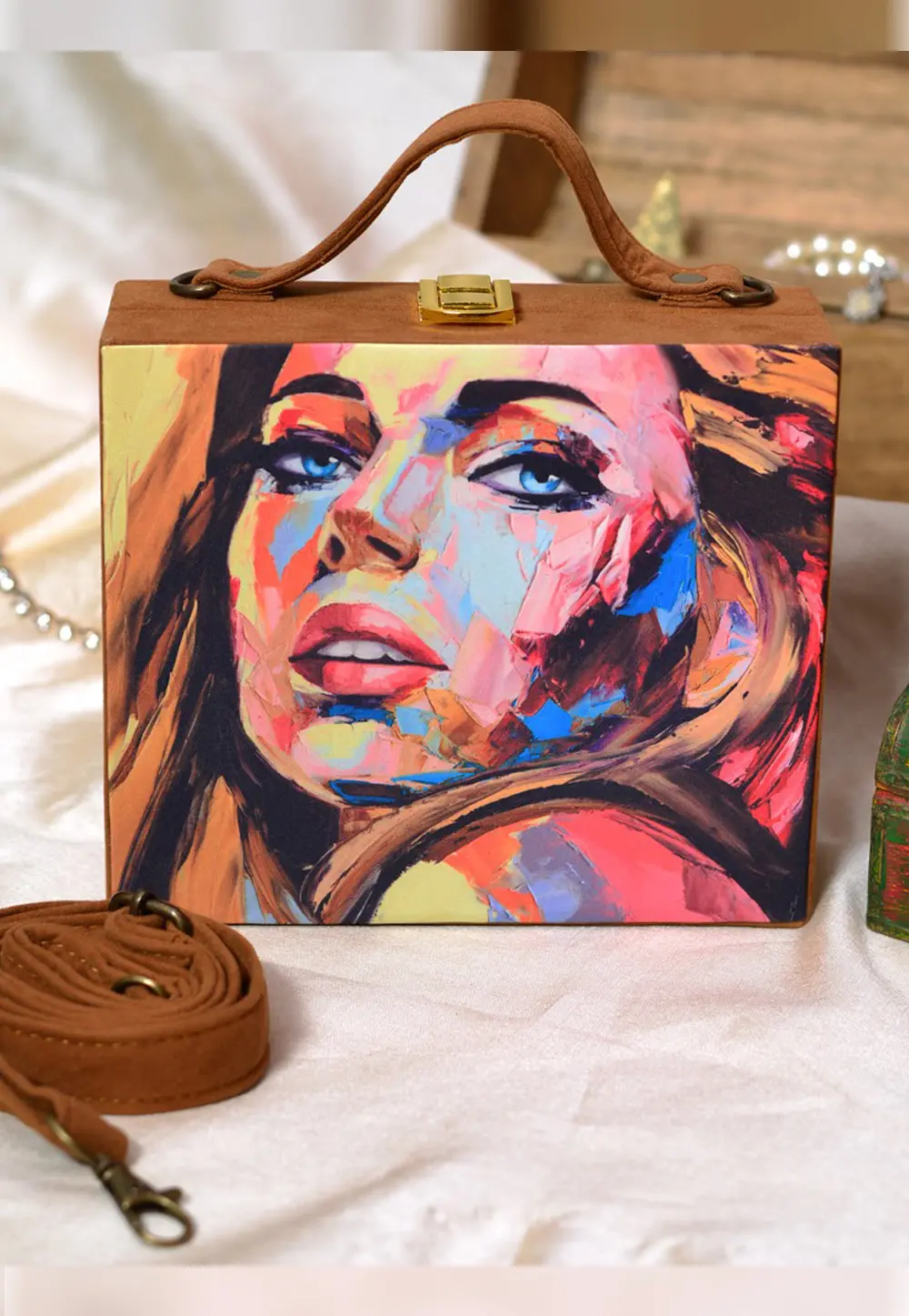 Multicolor Wooden Clutch 298073