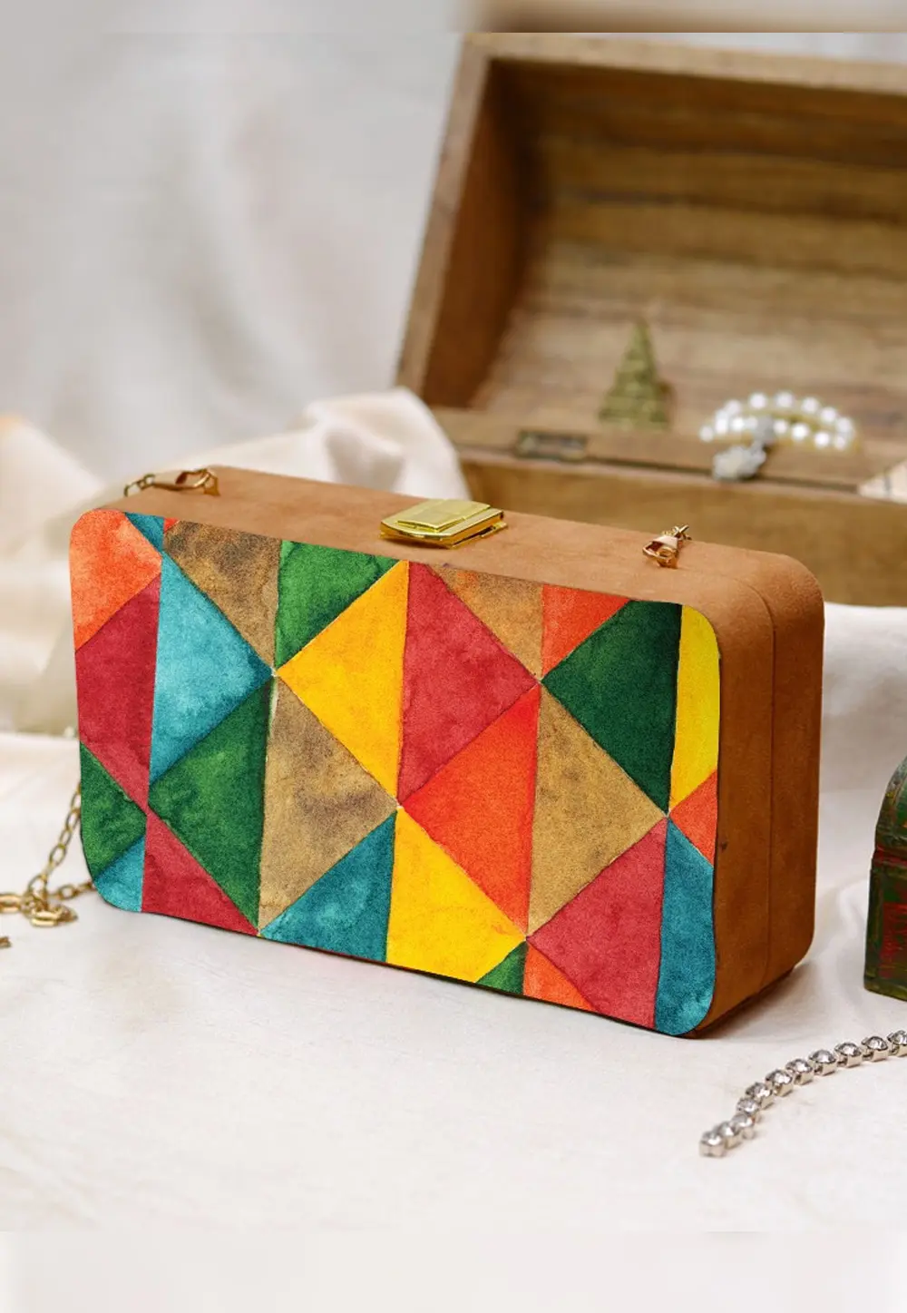 Multicolor Wooden Clutch 299005