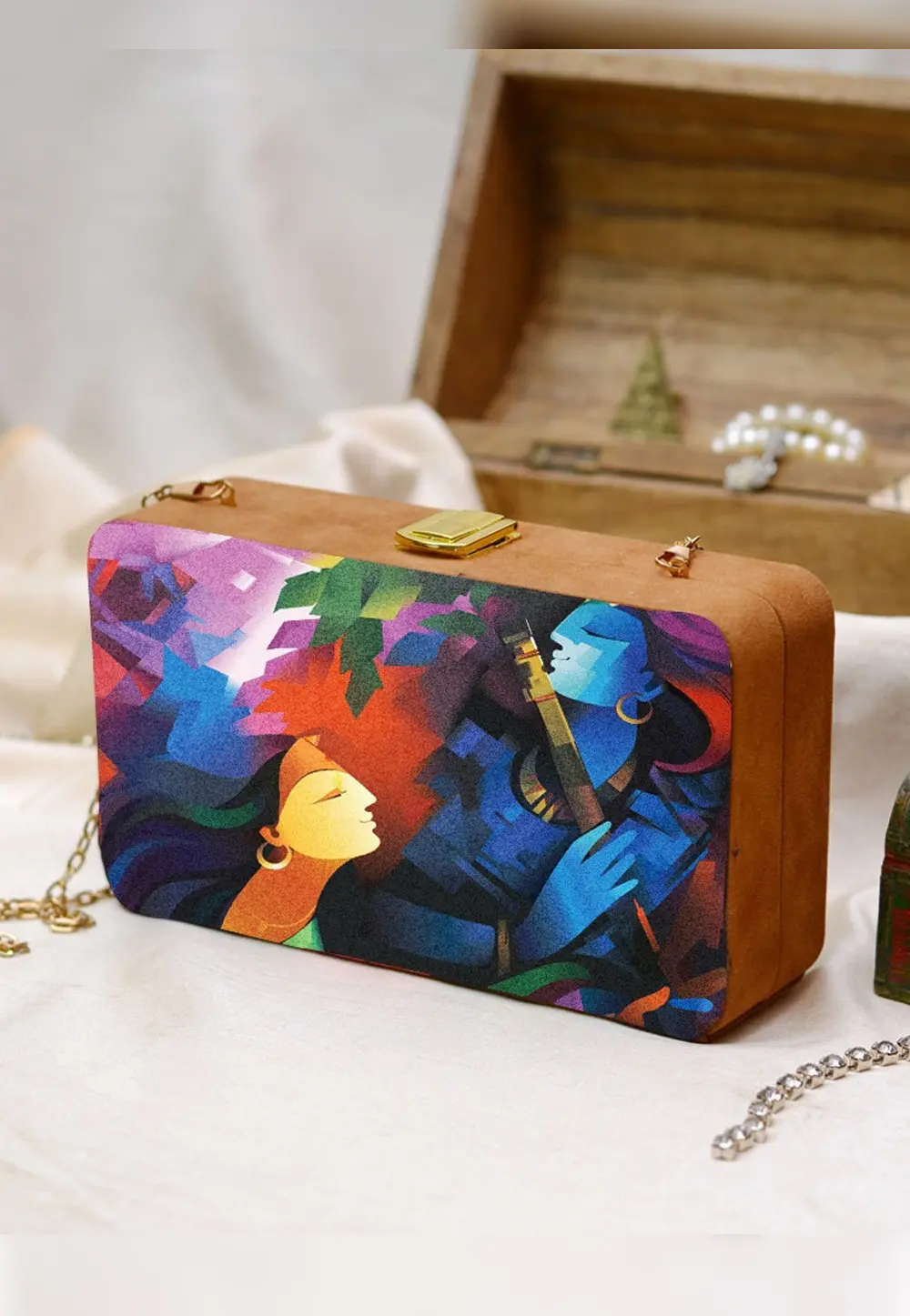 Multicolor Wooden Clutch 299007