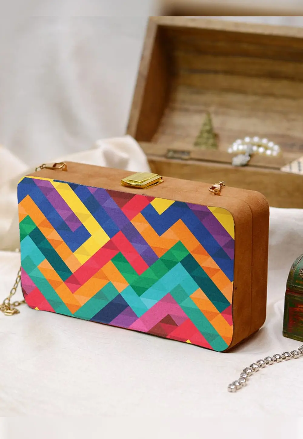 Multicolor Wooden Clutch 299025