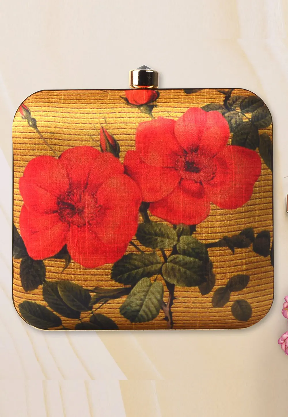 Mustard Art Silk Clutch 297873