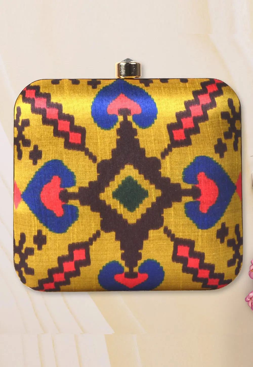 Mustard Art Silk Clutch 297875