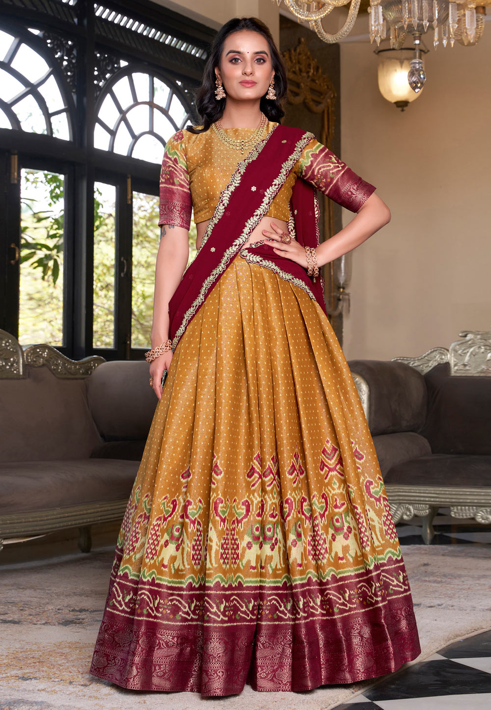Mustard Art Silk Lehenga Choli 310905