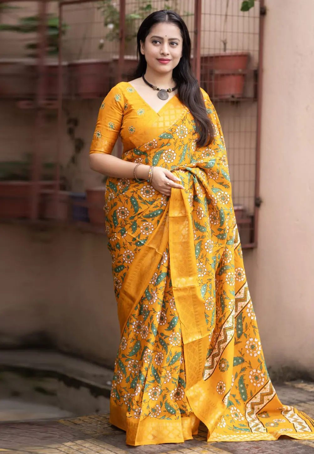 Mustard Art Silk Saree With Blouse 303146