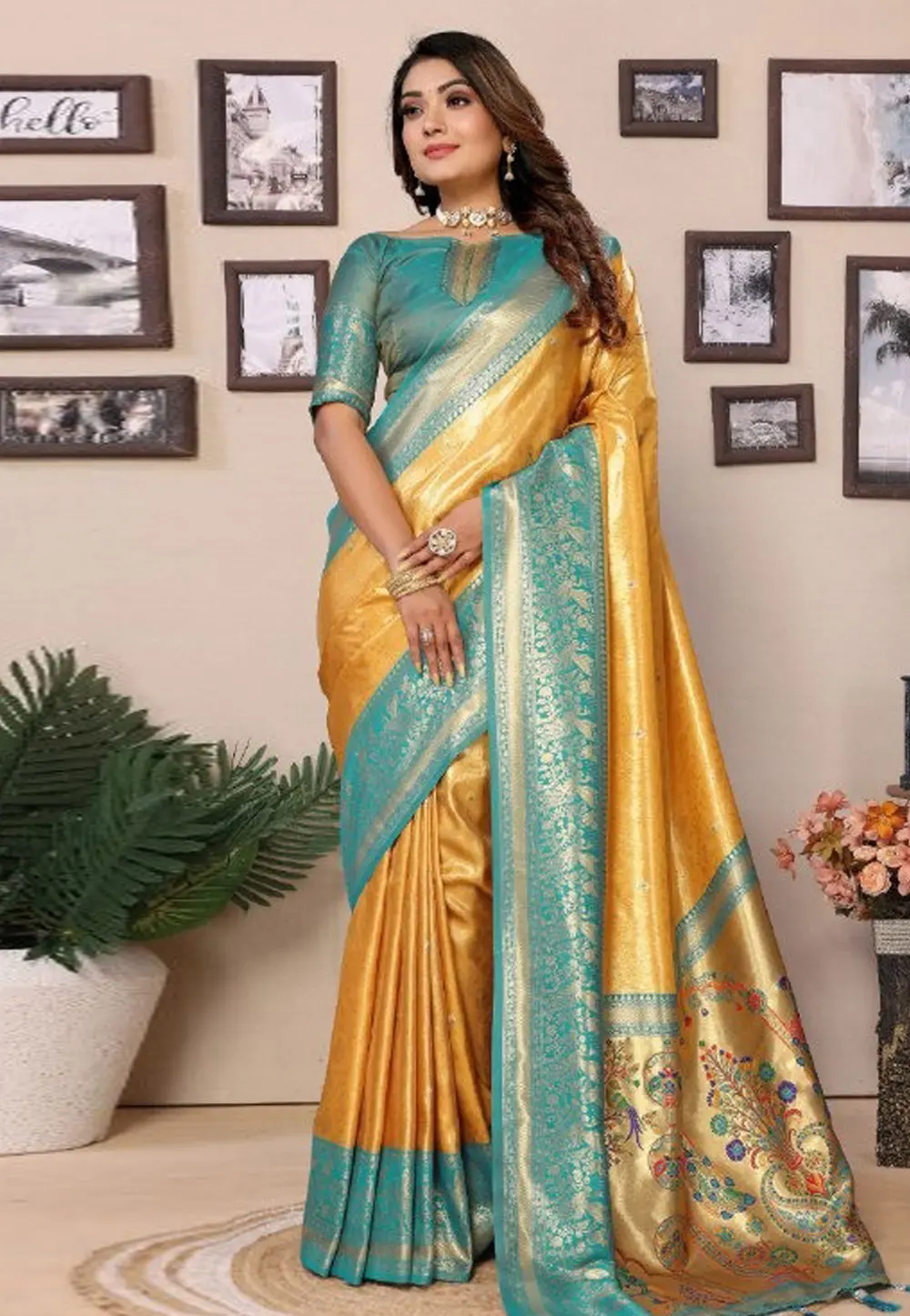 Mustard Banarasi Silk Saree 302639