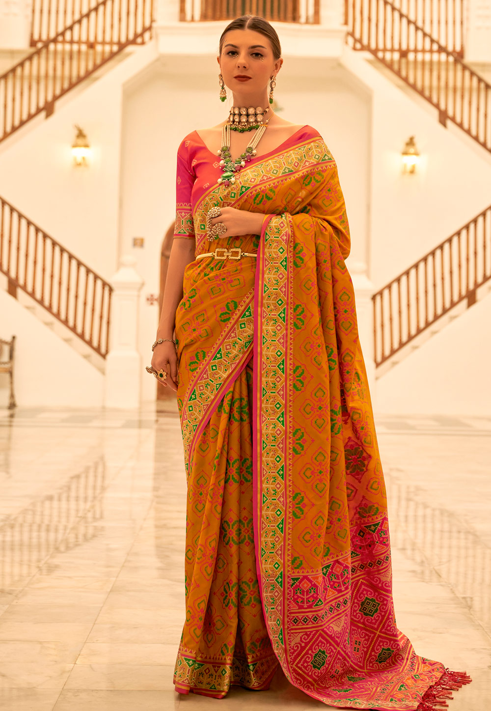 Mustard Banarasi Silk Saree 286138