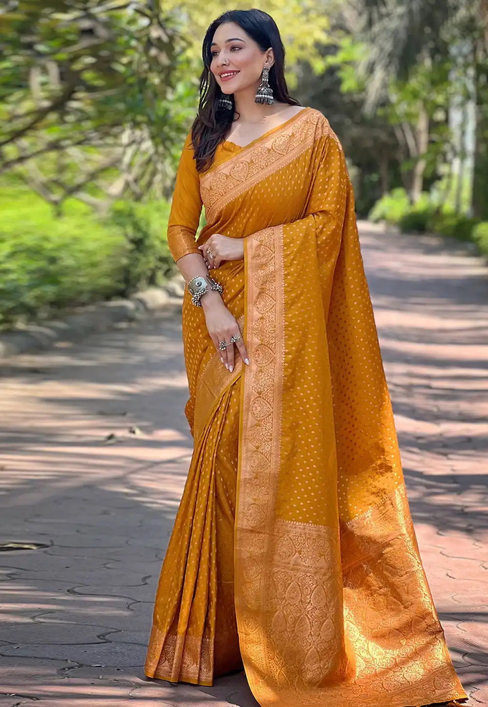 Mustard Banarasi Silk Saree 294051