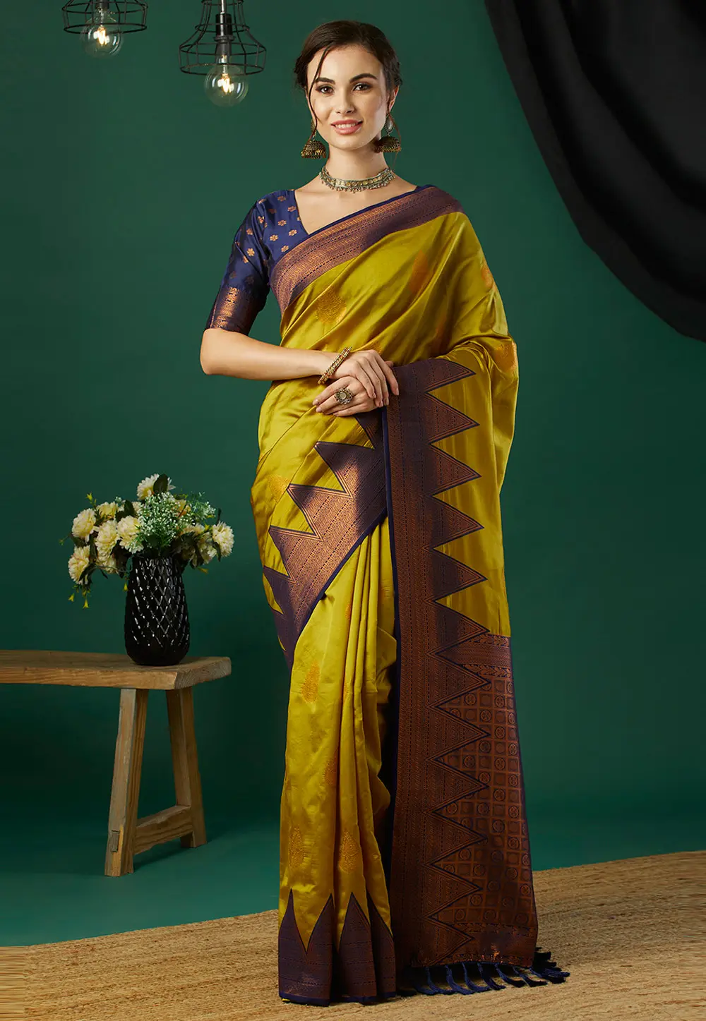 Mustard Banarasi Silk Saree 300542