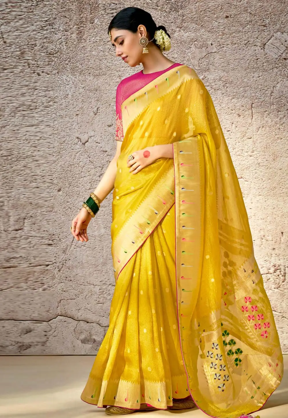 Mustard Banarasi Silk Saree 295879