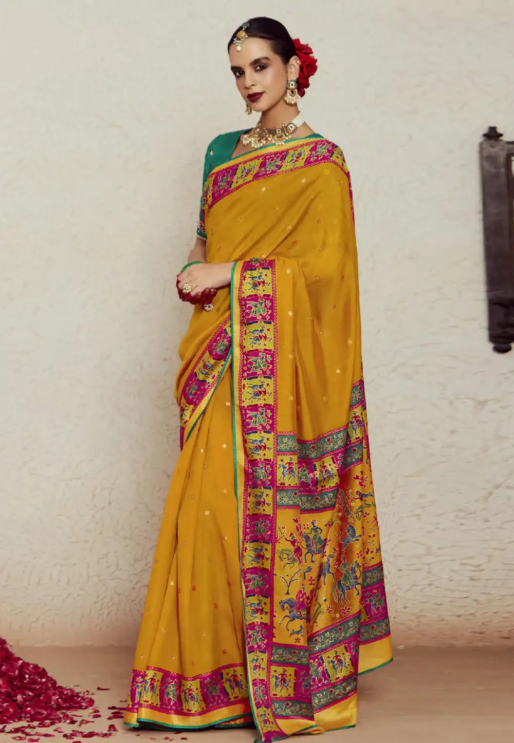 Mustard Brasso Saree With Blouse 290674